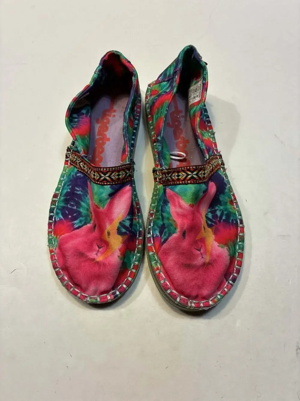 Tigerbear Republik Tie-Dye Bowie Bunny Canvas Slip-On Espadrilles